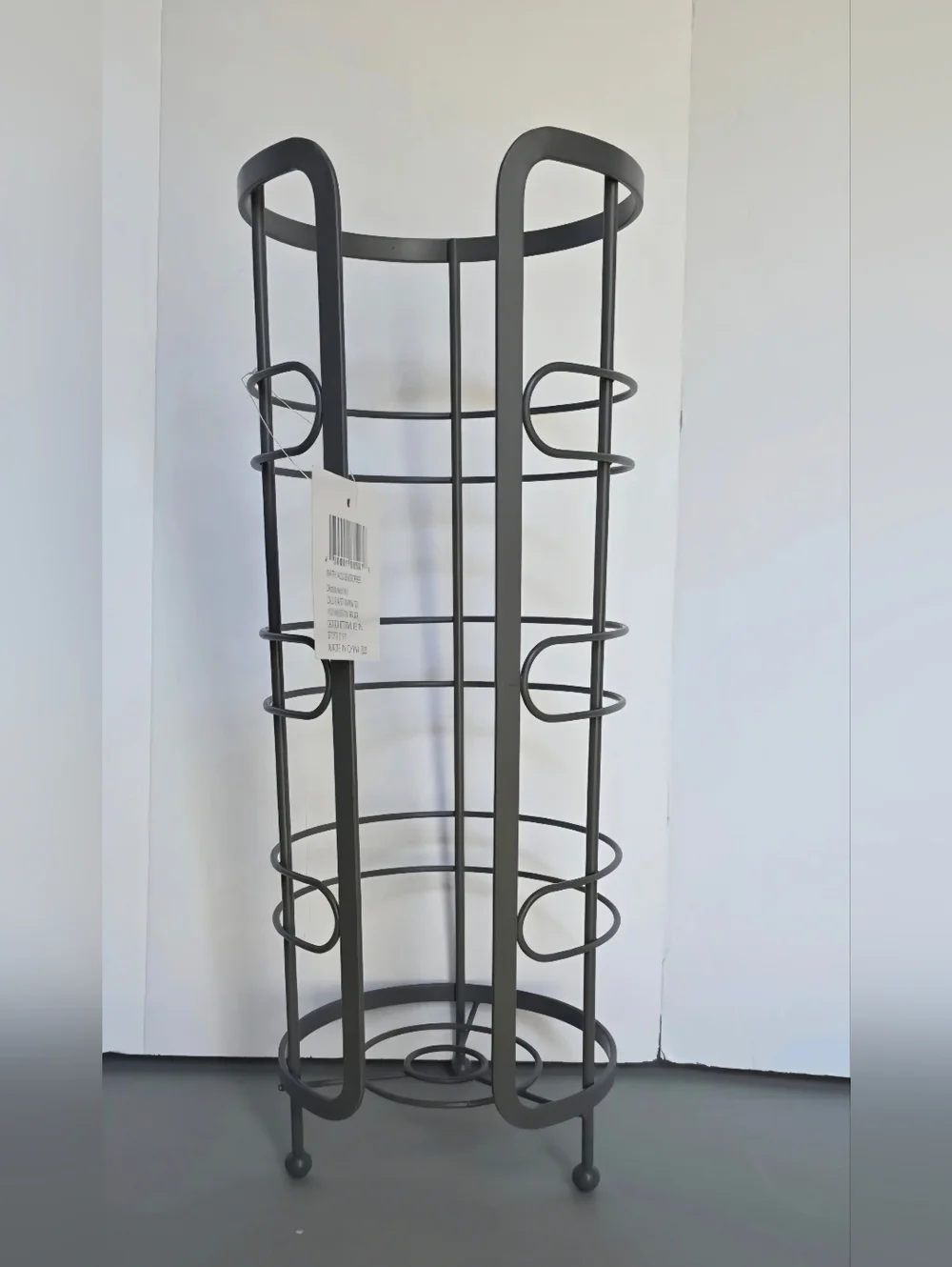 Metal Toilet Paper Holder Stand, Freestanding Roll Reserve, Dark Gray